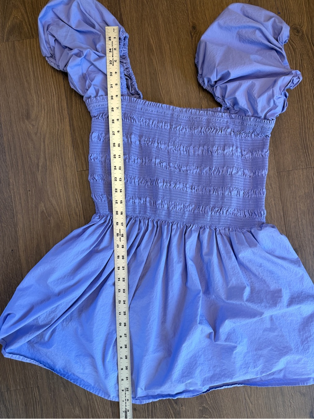 Scoop Purple Smocked Puff Sleeve Mini Dress XL 16-18 Cotton Square Neck - Picture 11 of 13